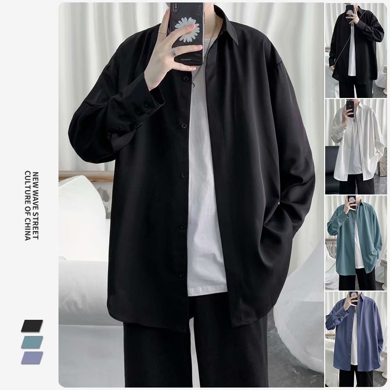 Áo Sơ Mi Mỏng Màu Trơn Tay Dài Size M-3Xl Thời Trang Mùa Hè Cho Nam