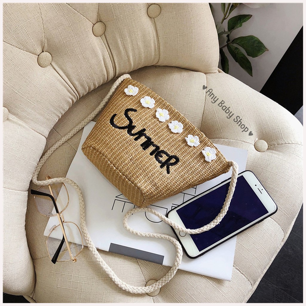 Túi cói size đại đi chơi ,dạo phố ,đi biển hoa cúc SUMMER 2 màu cực xinh (hàng có sẵn) ❣❣