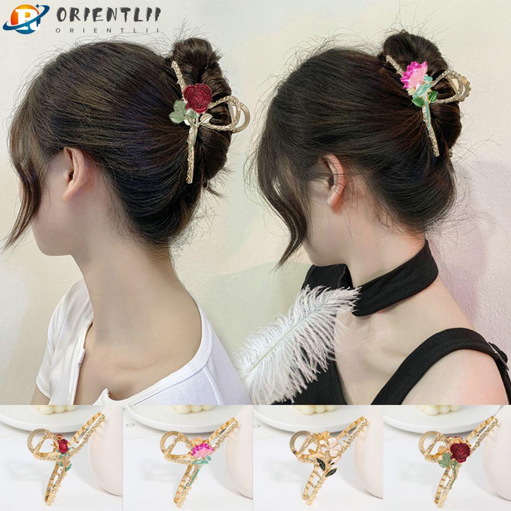 ORIENTLII 1 PC Women Hair Barrettes Fashion Metal Flowers Hollow Out Headwear