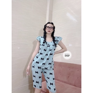 Pijama bộ đồ ngủ lửng lụa mango mặc nhà mùa hè cao cấp (ảnh thật/có video)