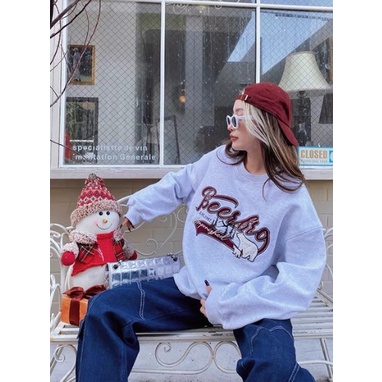 Áo Sweater nỉ bông BEERBRO Unisex Nam Nữ Fform rộng Zozo