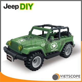 Lắp ráp mô hình xe JEEP quân đội Xanh lá cực đẹp đóng túi OPP - 2017