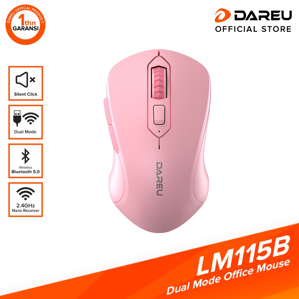 Chuột không dây Dareu LM115B Bluetooth 5.0 + Wireless 2.4GHz ( Silent Switch ) - Bảo hành 24 tháng