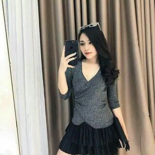 Áo len chéo vạt