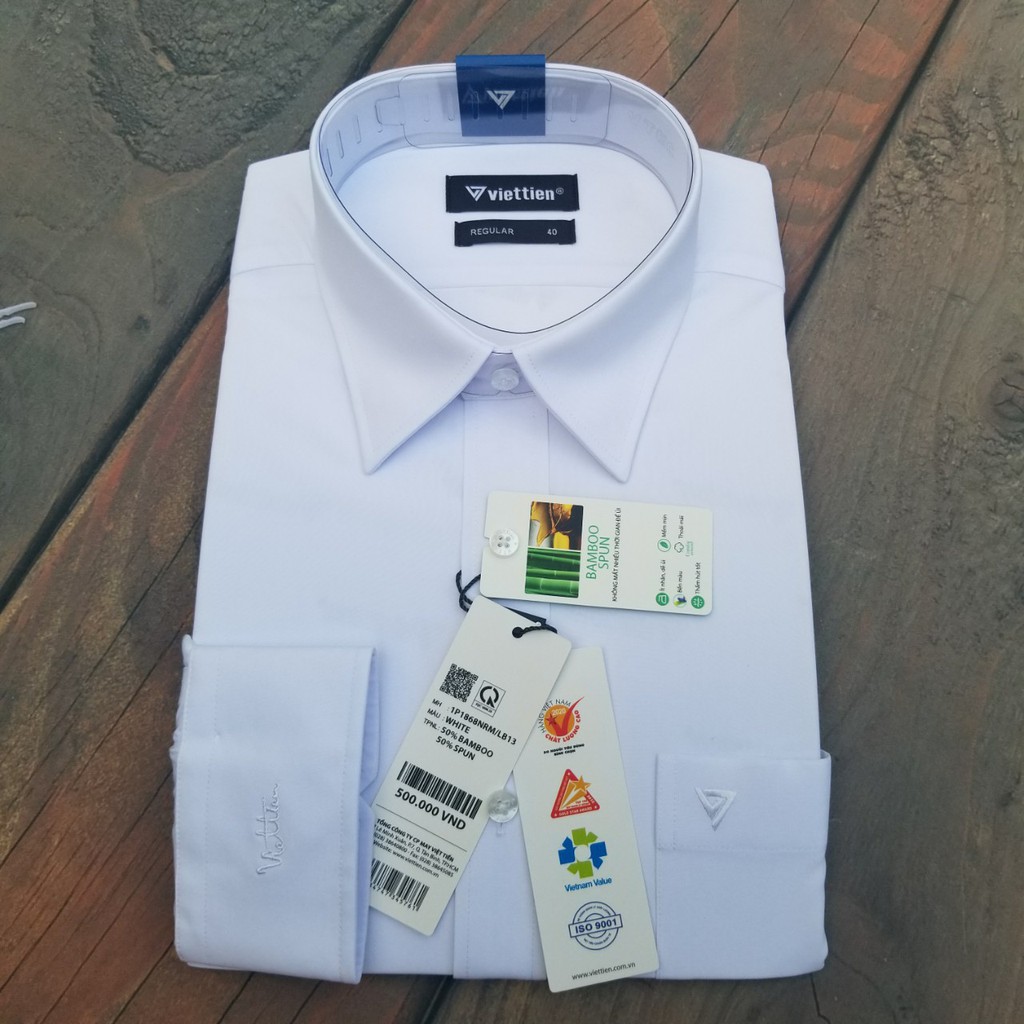 Aó sơ mi nam công sở Việt Tiến màu trắng dài tay vải BAMBOO chính hãng ,cao cấp  - form suông REGULAR - tà bầu. SHOP HƯÁ | BigBuy360 - bigbuy360.vn