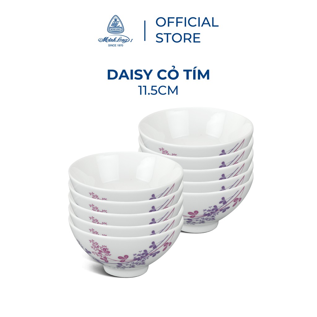 Bộ 10 chén sứ cao cấp Minh Long 11.5 cm - Daisy - Cỏ Tím