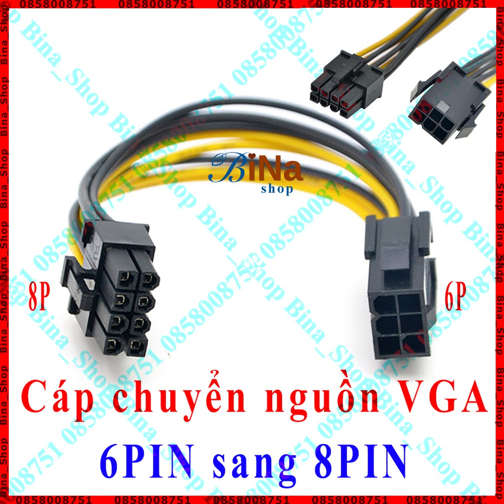 Cáp chuyển nguồn VGA 6Pin sang 8Pin