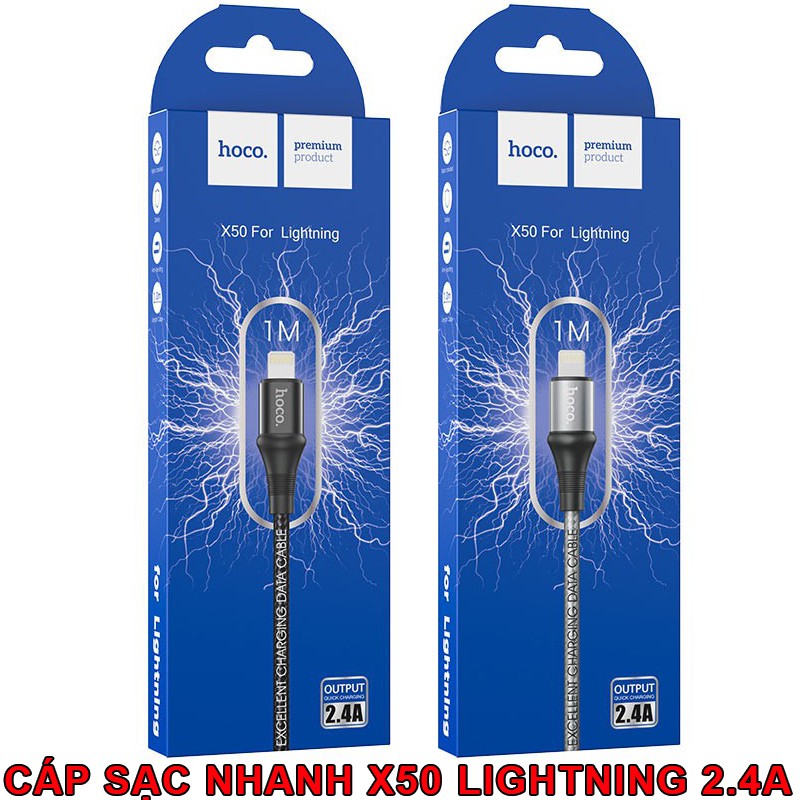 ⚡NowShip Mới⚡ Cáp Sạc Sạc Nhanh + Chống Gãy  Dây Sạc Hoco X50 3A 18W Lightning Type C Micro IPhone Android HOCO