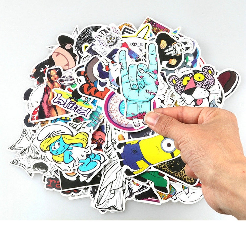 100 Miếng dán phong cách graffiti dễ thương trang trí xe hơi/ ván trượt/ laptop