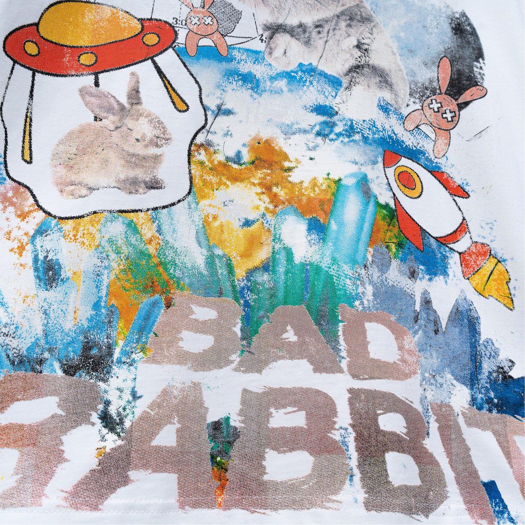 Áo Thun Unisex Bad Rabbit PLANET 100% Cotton - Local Brand Chính Hãng Trắng