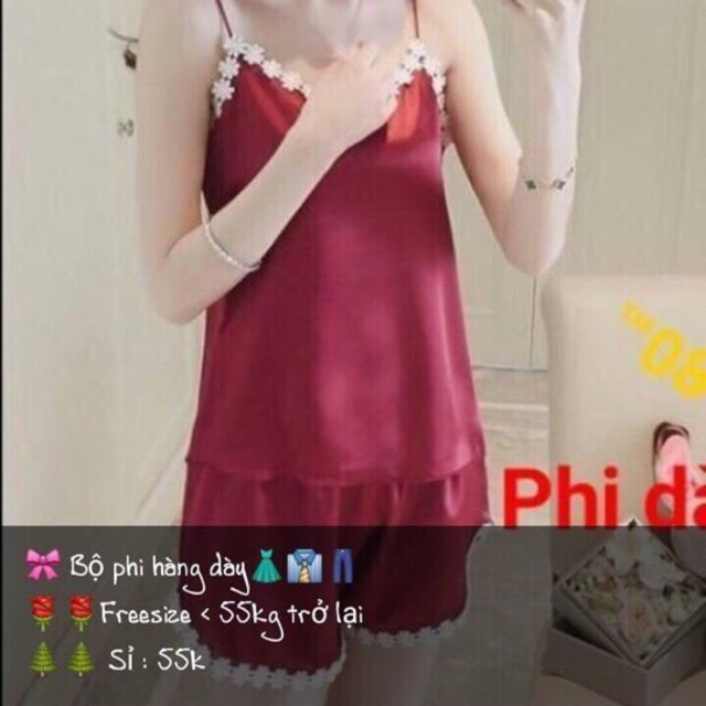 Set bộ phi lụa dây phối ren hoa