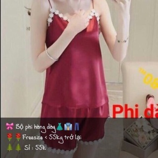 Set bộ phi lụa dây phối ren hoa