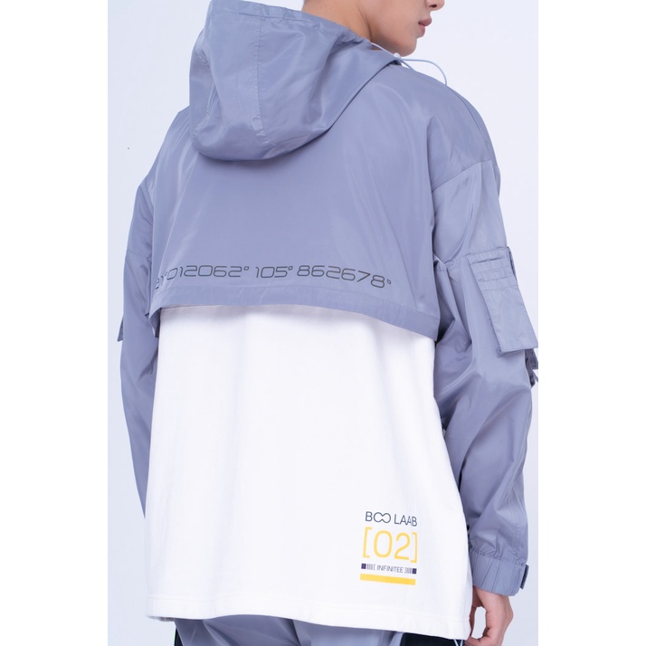 Áo Hoodie Nỉ Mũ Unisex BOO Dáng Oversized Phối Vải Gió Cá Tính Phong Cách Gen Z Độc Lạ