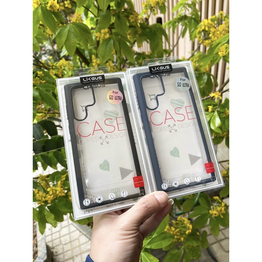 Ốp lưng Likgus trong viền màu Samsung S22, S22 Plus, S22 Ultra viền dẻo chống sốc không ố màu