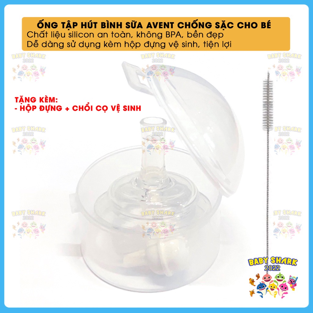 Ống tập hút bình sữa Avent cho bé chống sặc, chống đầy hơi kèm hộp đựng vệ sinh
