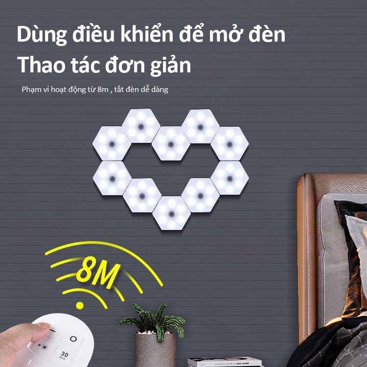 Đèn LED cảm ứng lượng tử hình tổ ong làm từ ABS, có remote điều khiển từ xa bảo hành 12 tháng LED SY123
