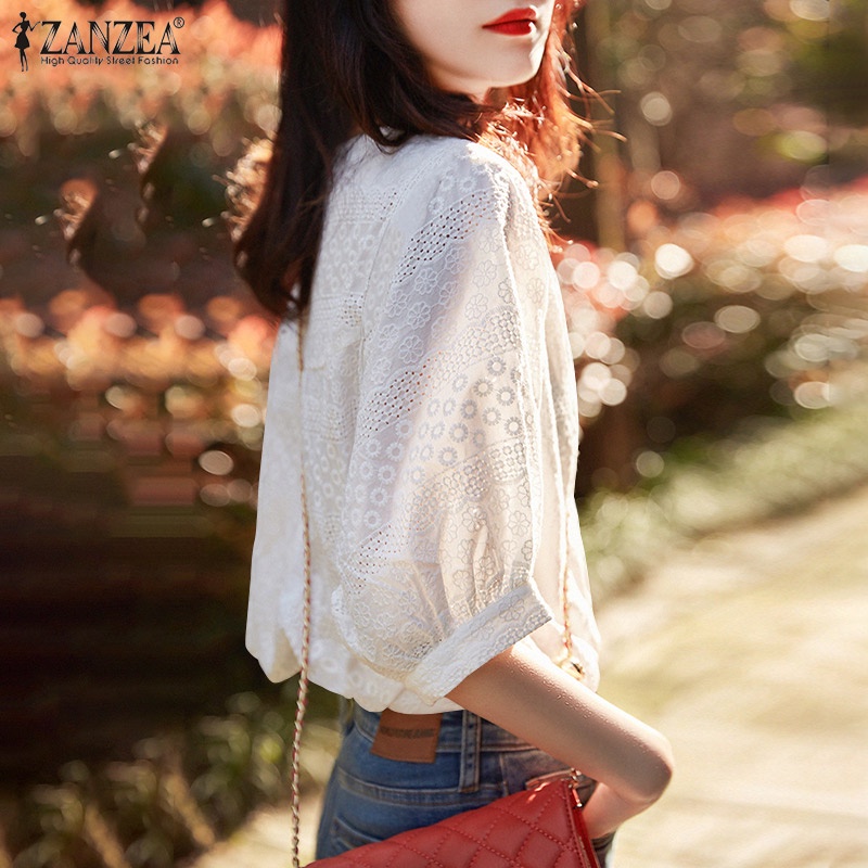 Áo tay lửng ZANZEA dáng rộng màu trơn thời trang Hàn Quốc dành cho nữ