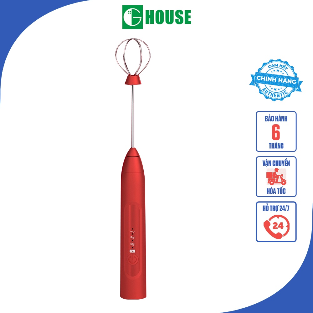 [Mã LIFE1003NW giảm 10% đơn 200K] Máy Đánh Trứng Cầm Tay Mini, Máy Tạo Bọt Cà Phê GHOUSE MDT002