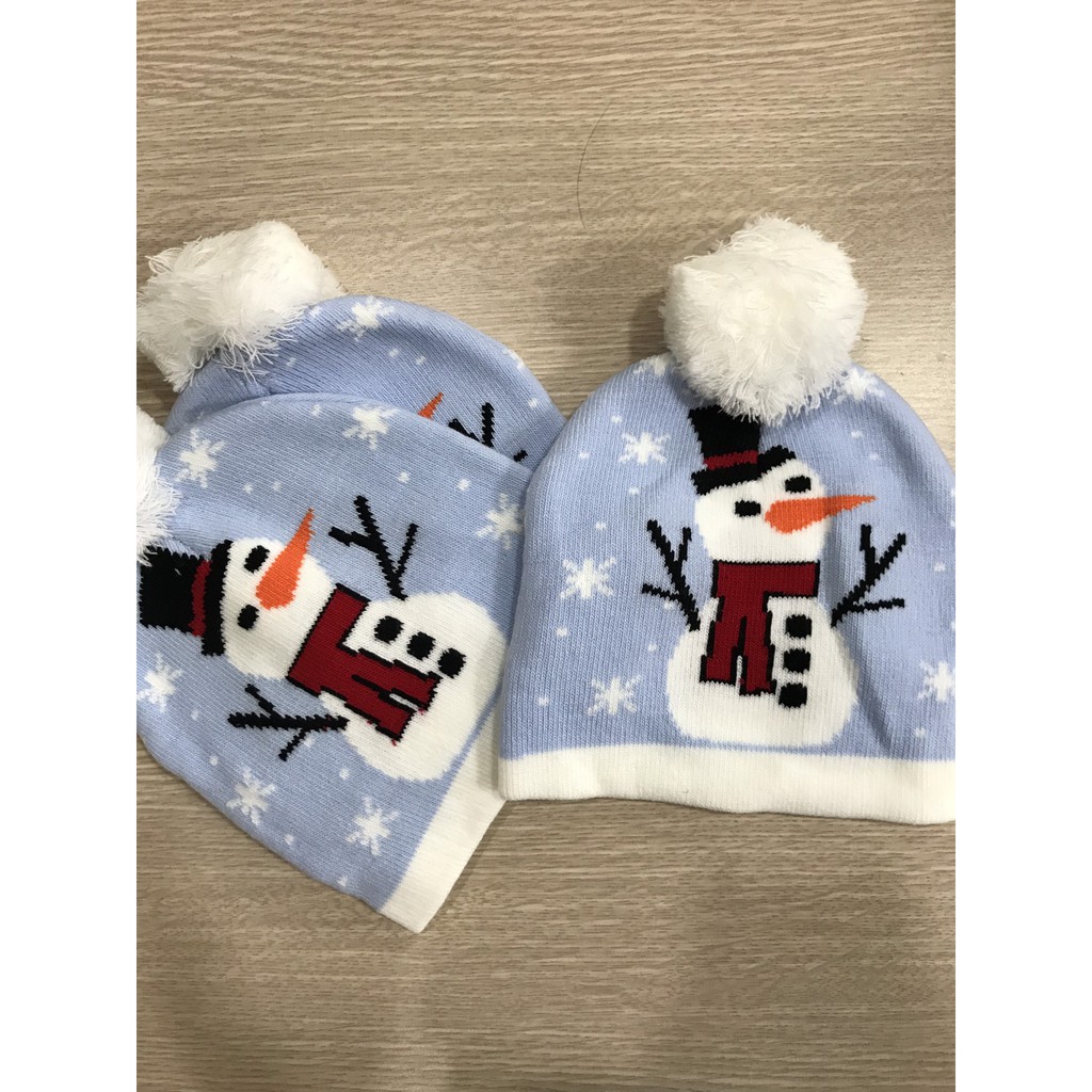 Mũ len Noel đính quả bông xinh cho các bé