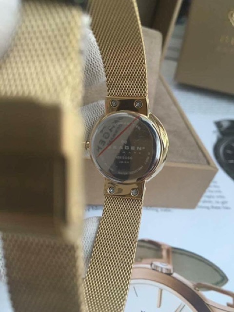Đồng hồ nữ dây lưới mặt pha lê Skagen 456SGSG