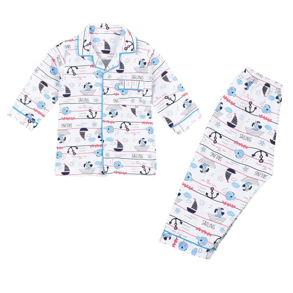 Bộ Pyjamas dài bé trai bông ngẫu nhiên BA0187 HELLO B&B - HELLO BB