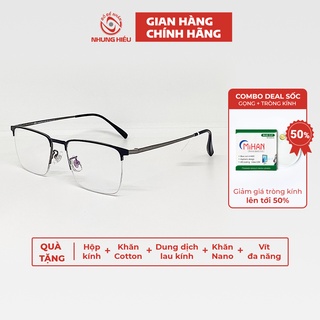 Gọng kính cận nam NHUNG HIẾU dáng chữ nhật 18008 titan cao cấp