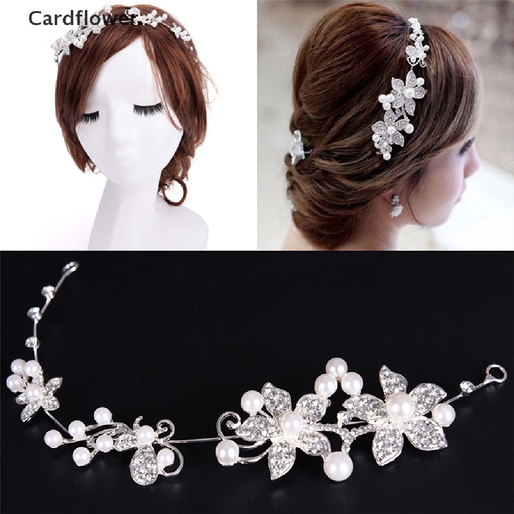 &lt; Cardflower &gt; Cài Tóc Đính Đá Pha Lê Và Ngọc Trai Màu Bạc Cho Cô Dâu Trong Tiệc Cưới