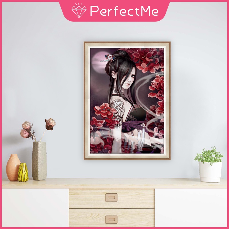 Bộ Tranh Đính Đá 5D Họa Tiết Cô Gái Cổ Điển Độc Đáo Kích Thước 30x40cm DIY Dùng Trang Trí Nhà Cửa