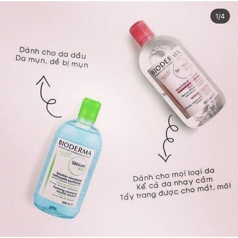 Combo Nước tẩy trang Bio và bông tẩy trang Cotton pads 222 miếng