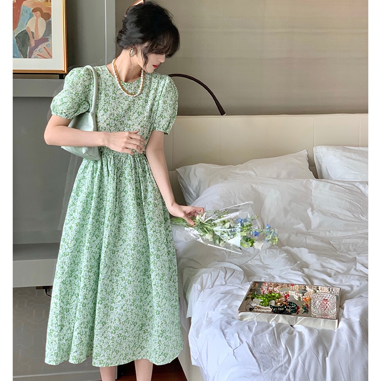 Đầm Hoa Nhí, Váy Hoa Nhí Spring Dress Tay Bồng Phong Cách Retro Ngọt Ngào Cho Nữ