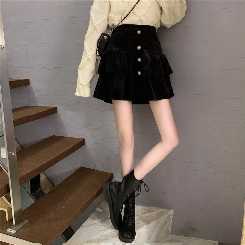 Chân Váy Nhung Dáng Chữ A Lưng Cao Xinh Xắn Theo Phong Cách Thu Đông Hàn Quốc 2020 | BigBuy360 - bigbuy360.vn