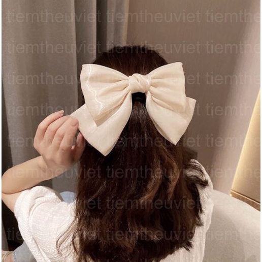 Kẹp Tóc Đính Nơ Màu Tím Tiệm Thêu Việt