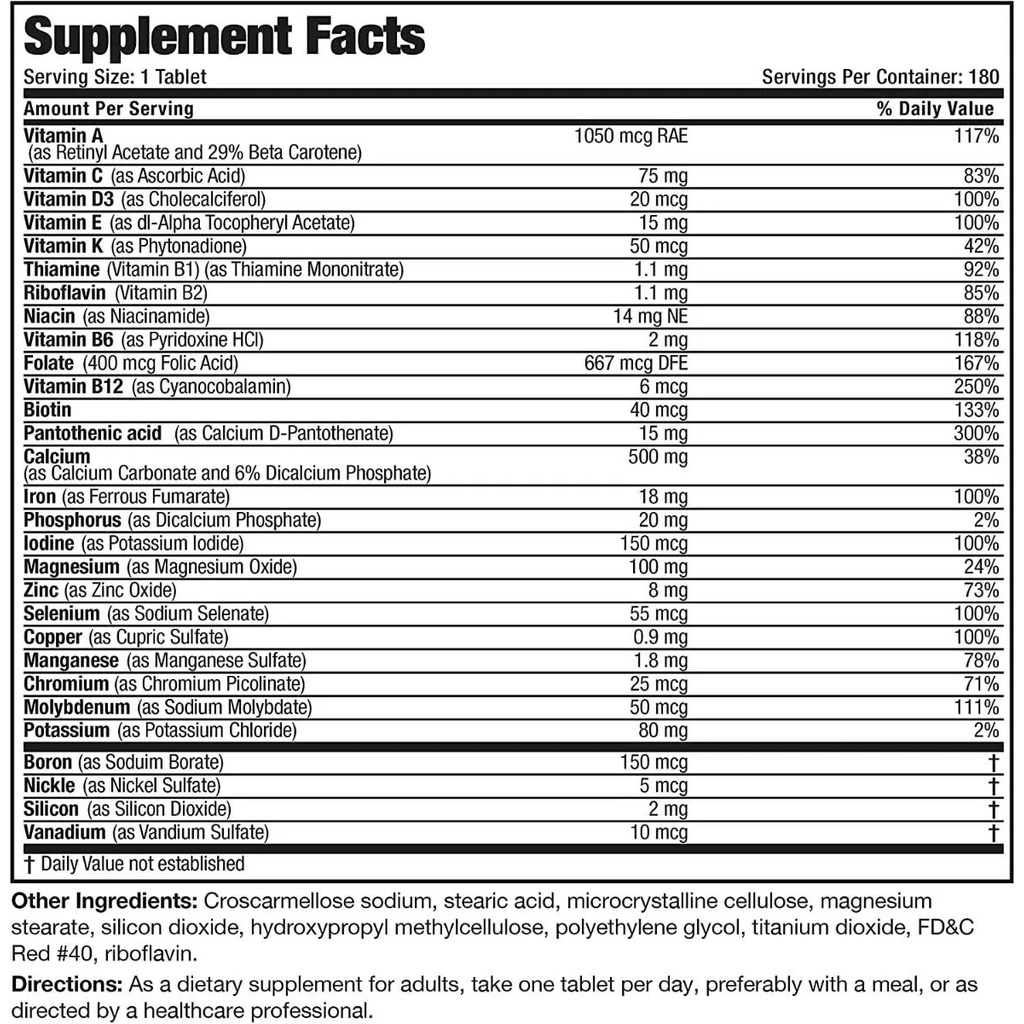 Organic Multivitamin One Daily For Women - 180 viên Mỹ - Bổ sung Vitamin