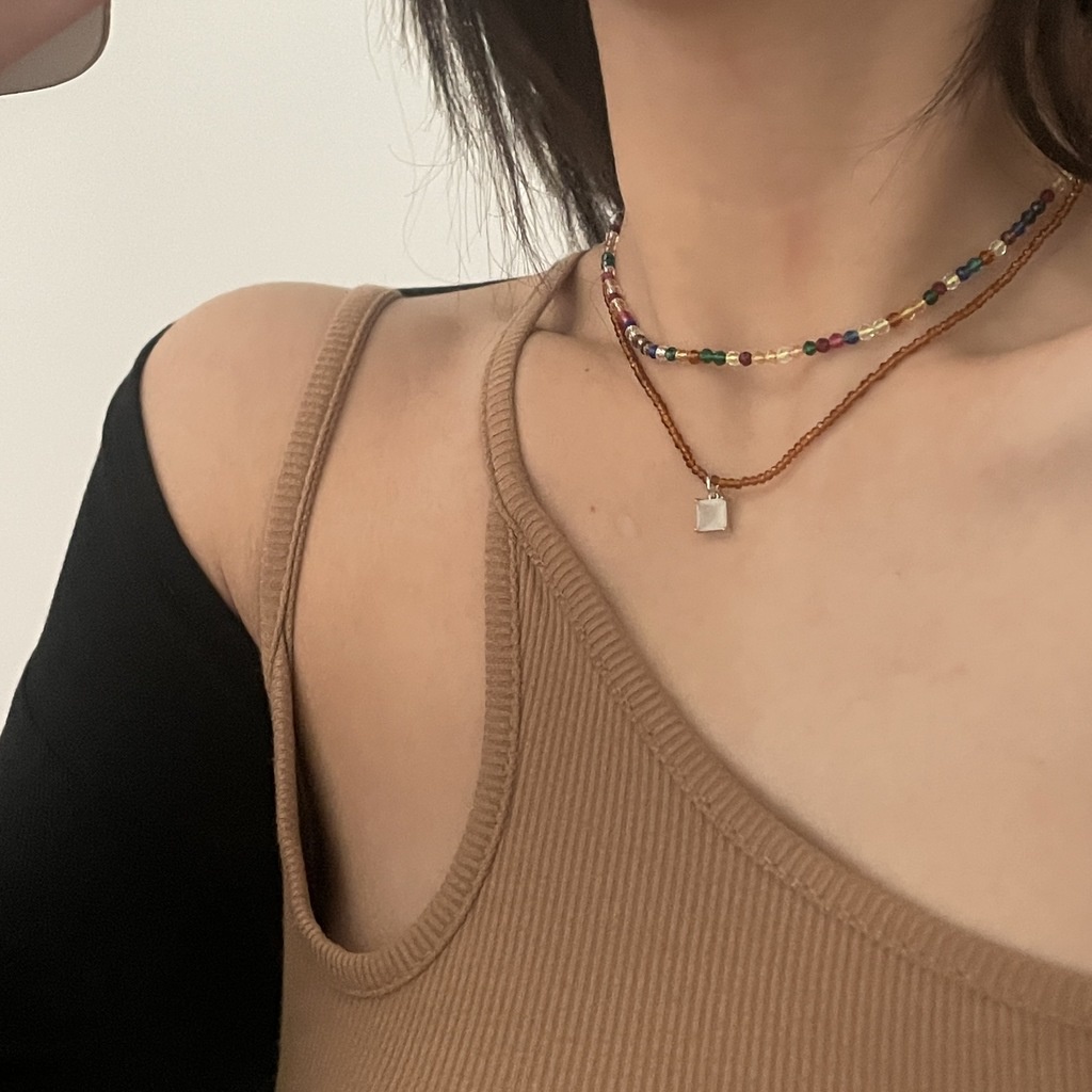 Vòng cổ Đính Hạt Nhiều Màu Sắc Phong Cách Harajuku Vintage Đơn Giản