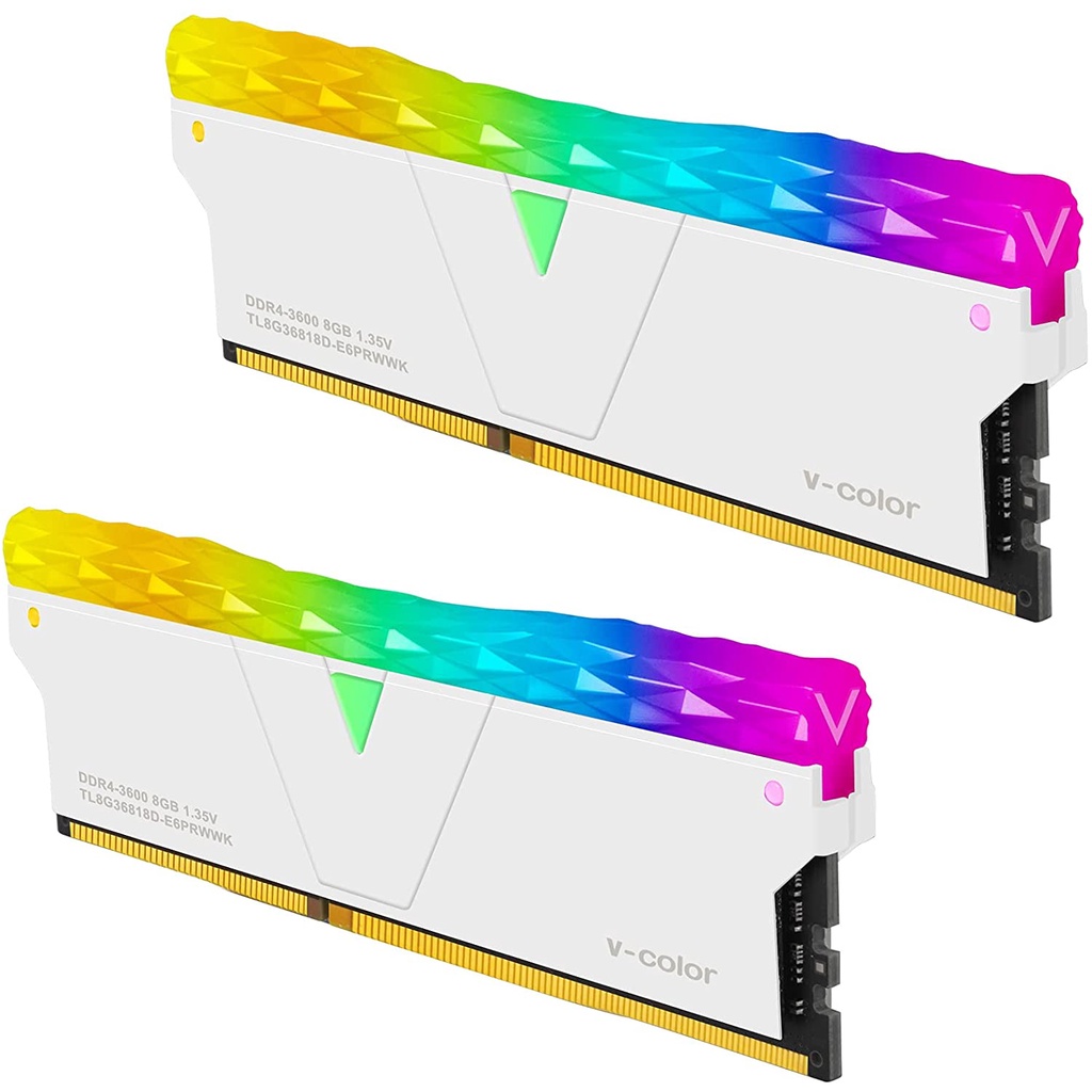 [Mã BMBAU300 giảm 10% đơn 499K] Ram V-Color DDR4 16GB(2x8G) 3600MHz Prism Pro RGB - Màu Trắng