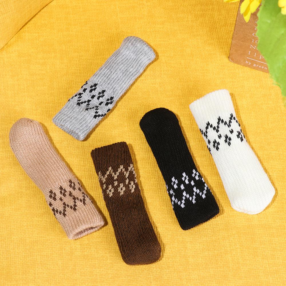 Set 4 Miếng Đệm Bảo Vệ Chân Ghế Dệt Kim 11 * 3cm 5 Màu Tùy Chọn