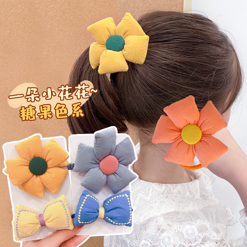 Dây Buộc Tóc Cao Su Hình Hoa Hướng Dương Phong Cách Hàn Quốc Cho Bé Gái
