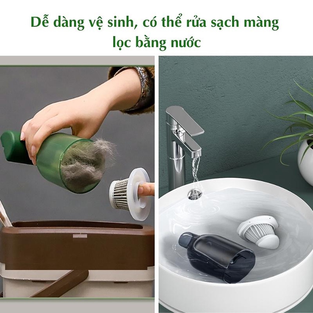 Máy hút bụi cầm tay mini không dây Deliya, hút bụi giường, ô tô lực hút 9000PA hút liên tục 30phút-Bảo Hành 12 tháng