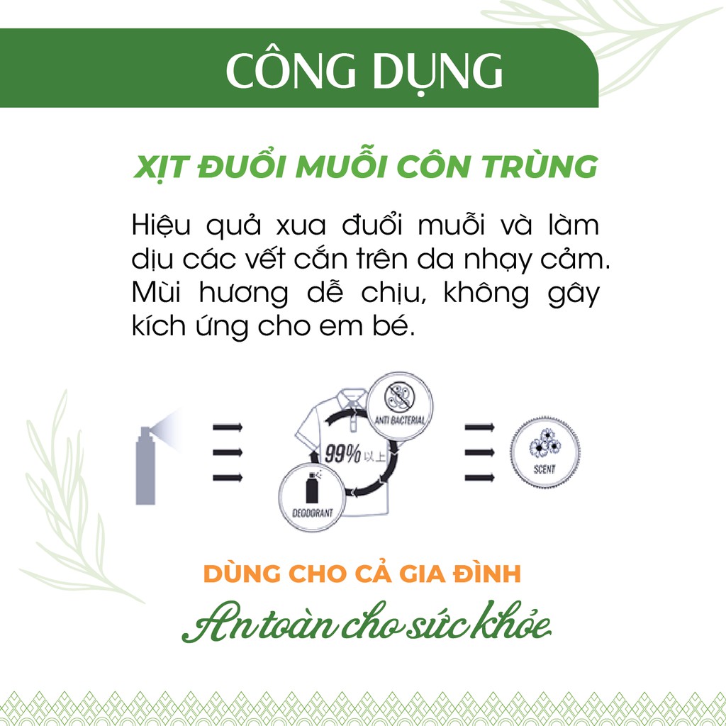 [Mã BMBAU50 giảm 50K đơn 150K] Xịt xua đuổi muỗi và côn trùng, an toàn sức khỏe, chiết suất thiên nhiên - 24care 50ml