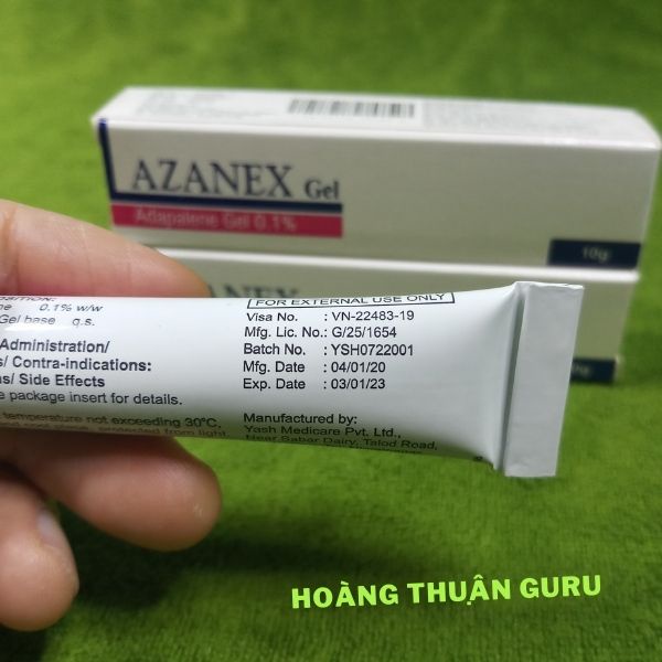 Azanex adapalene gel 0.1% dưỡng mịn da , ngừa mụn ẩn và mụn đầu đen - tuýp 10g của ẤN ĐỘ
