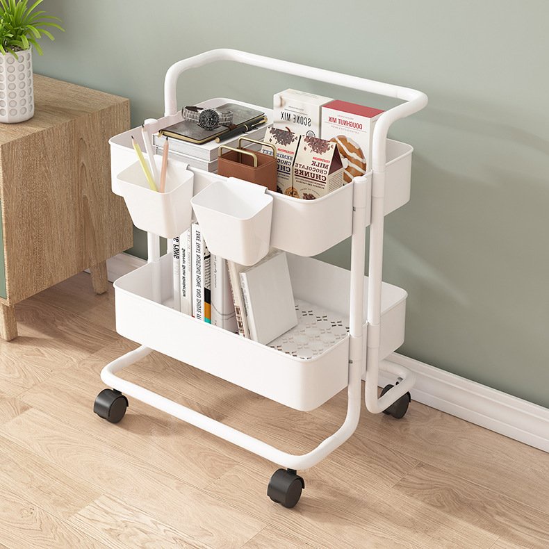 Kệ đa năng 3 tầng vintage có bánh xe di dộng trang trí phòng khách phòng ngủ góc học tập - Daisy.decor