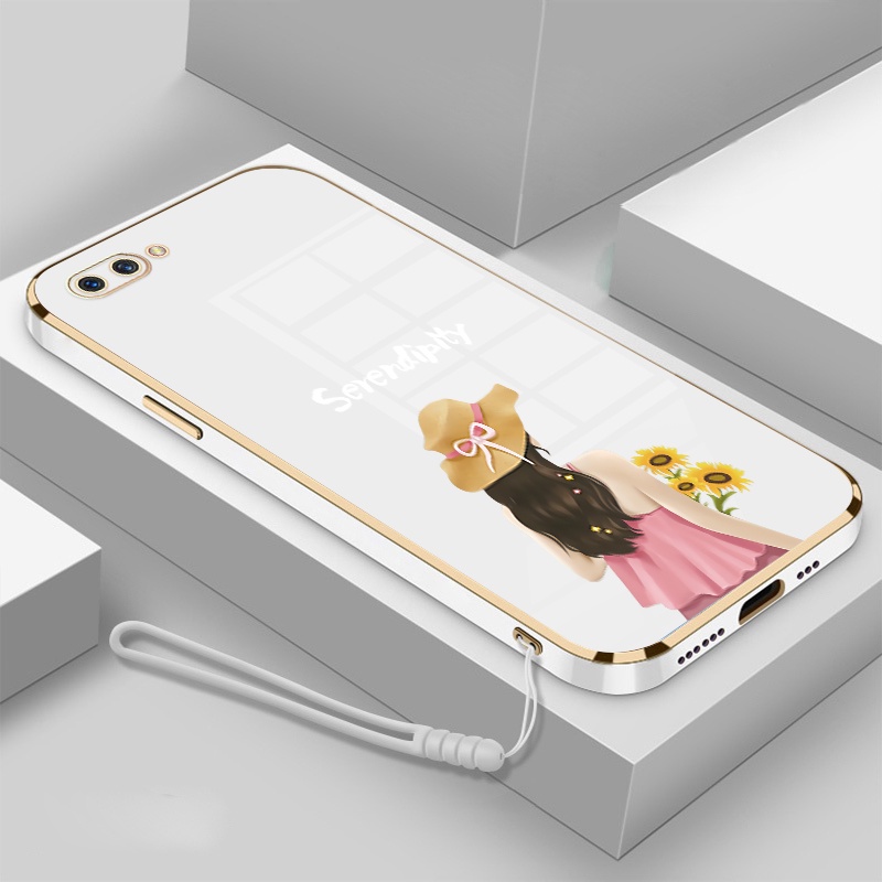 ốp lưng oppo a3s a12e Ốp Điện Thoại TPU Silicon Viền Mạ Màu Hình Cô Gái Xinh Đẹp Cho oppo a3s a12e