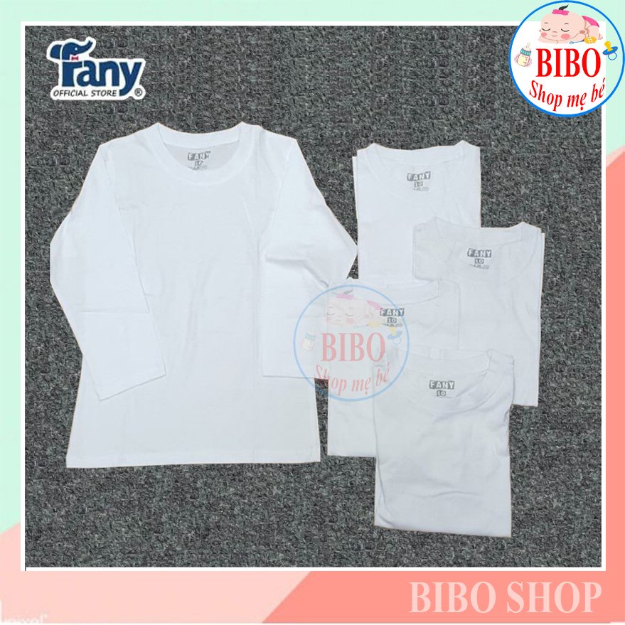 (Chất đẹp)ÁO PHÔNG TAY DÀI TRẮNG CHO BÉ MẶC NHÀ VẢI COTTON MỊN MÁT HIỆU FANY