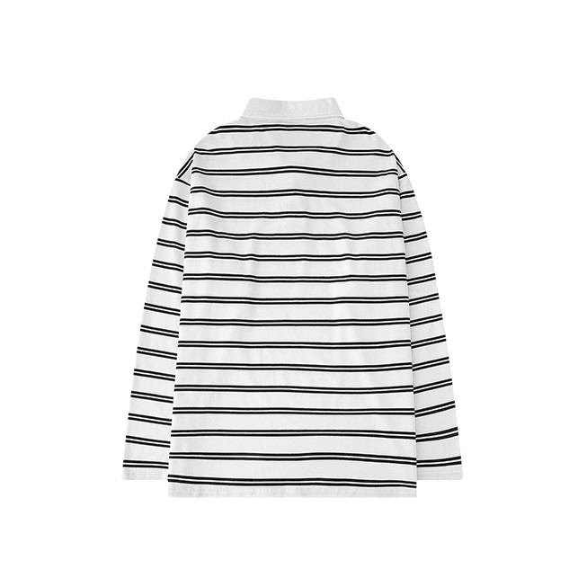 Áo polo kẻ sọc trắng đen tay dài - ẢNH THẬT | BigBuy360 - bigbuy360.vn