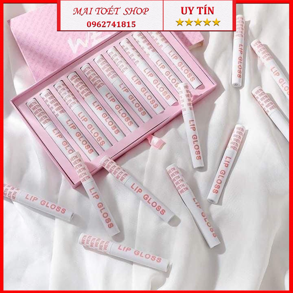 [New] Set Son Kem Nhung Lì 10 Cây WETN LIP GLOSS Siêu Hot - Bộ Son Kem Lì 10 Cây WETN Hồng