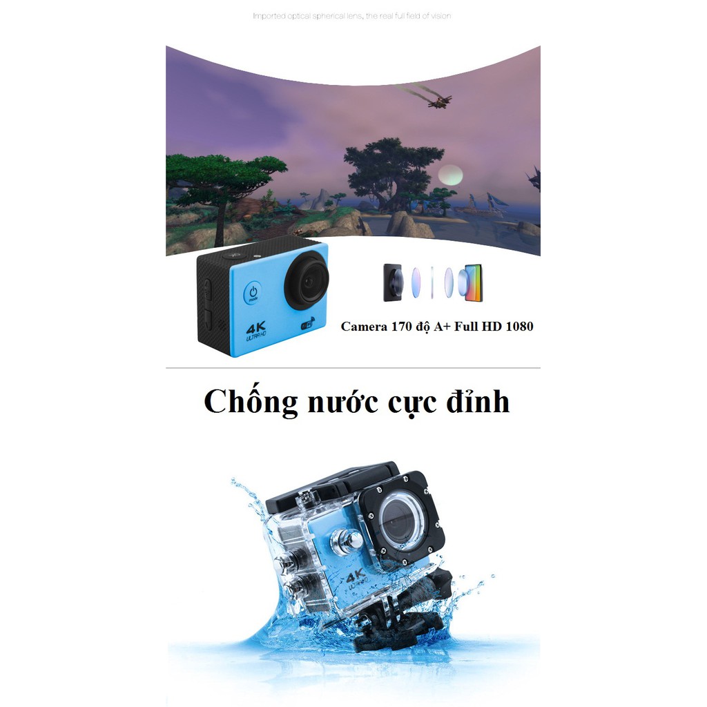 Camera Hành Trình Wifi 4K ULTRA HD Phượt chống nước Sport Cam 2018 PF17