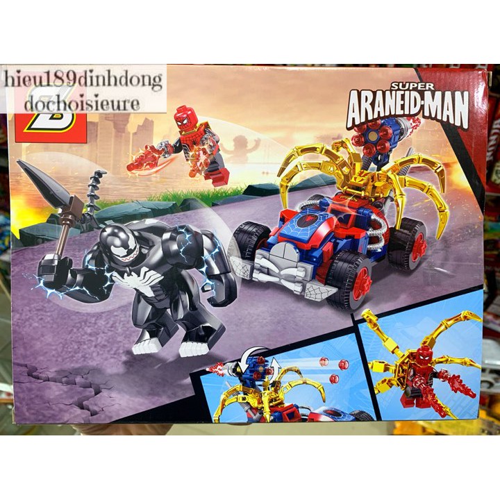 Lắp ráp xếp hình Lego siêu anh hùng SY 1346 mẫu D : Xe oto người nhện đại chiến venom 265+ mảnh