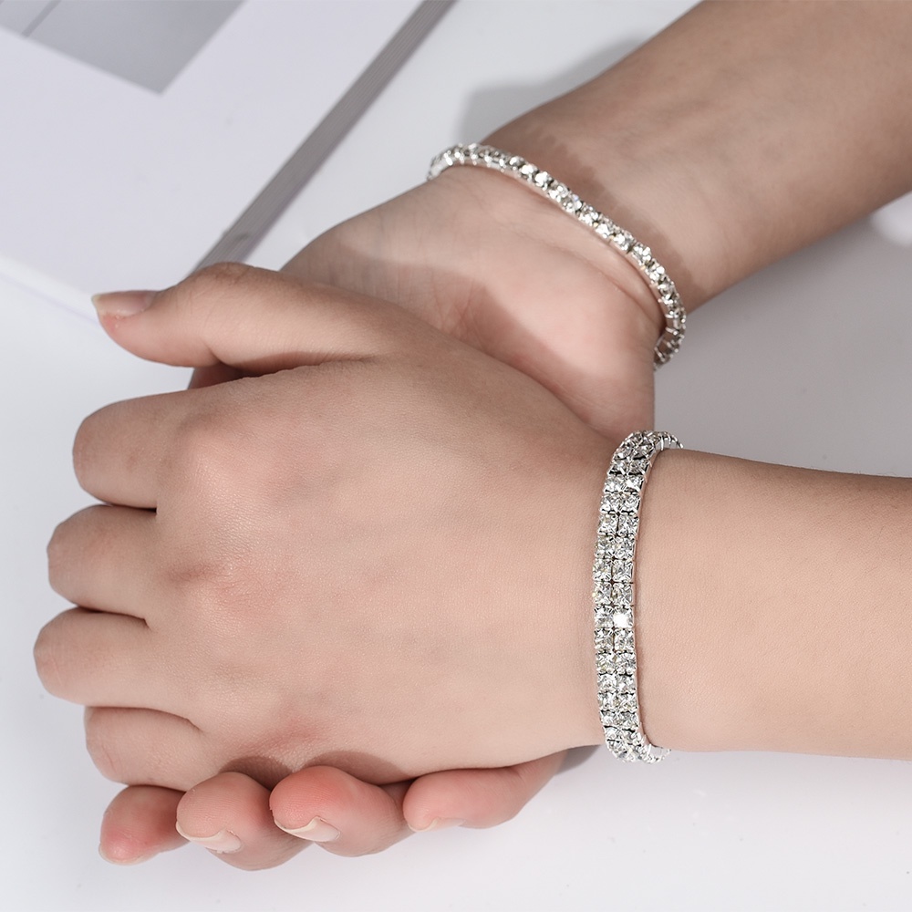 Vòng Tay Co Giãn Đính Đá Pha Lê Lấp Lánh Thời Trang 1 / 2 / 3 / 4 / 5 / 6 Hàng