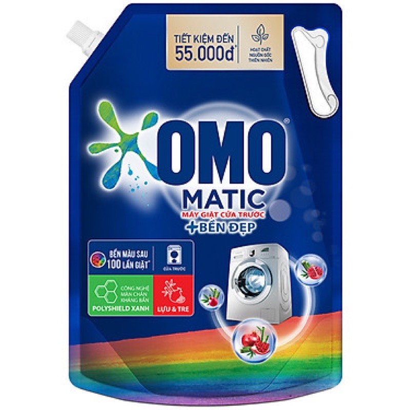 Nước Giặt OMO Matic Bền Đẹp Cho Máy Giặt Cửa Trước Túi 2kg