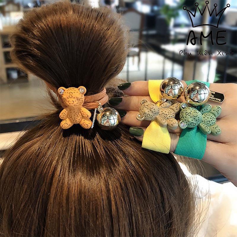 Chun buộc tóc bản to, hình gấu dễ thương cho nữ, thời trang Hàn Quốc